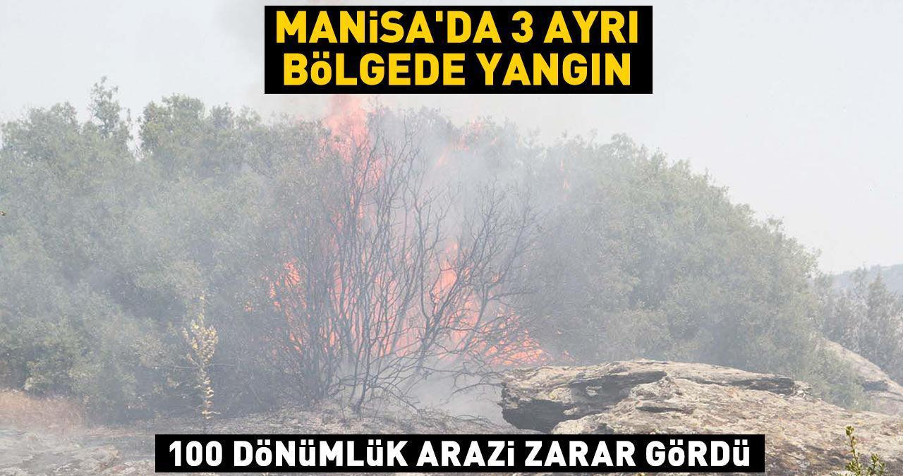 Manisa'da 3 ayrı bölgede yangın! 100 dönümlük arazi zarar gördü