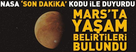 Marsta yaşam belirtileri bulundu