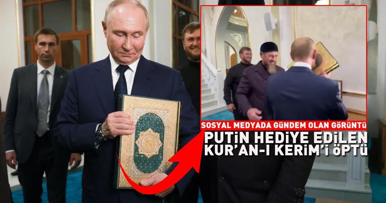 Sosyal medyada gündem olan anlar! Putin kendisine hediye edilen Kur'an-ı Kerim'i öptü