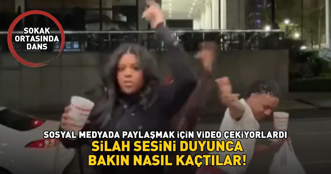 SOKAK ORTASINDA DANS! Sosyal medyada paylaşmak için video çekiyorlardı! Silah seslerini duyunca bakın nasıl kaçtılar