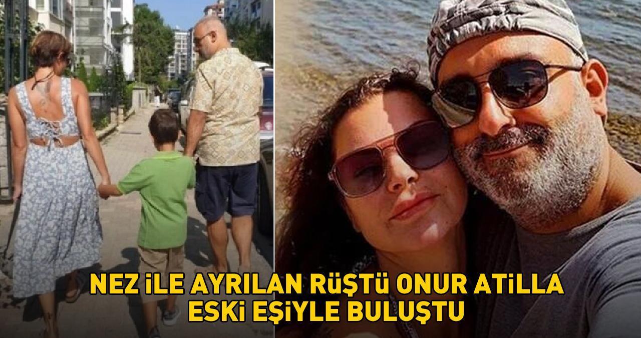 ESKİ EŞİYLE BULUŞTU! Nez ile ayrılan Rüştü Onur Atilla, Sinem Ayyıldız'la okula başlayan oğulları için bir araya geldi