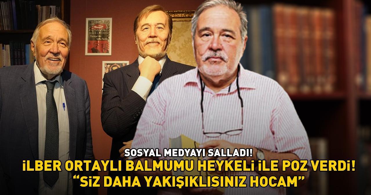 İlber Ortaylı balmumu heykeli ile poz verdi! Sosyal medyayı salladı: 'SİZ DAHA YAKIŞIKLISINIZ HOCAM!'