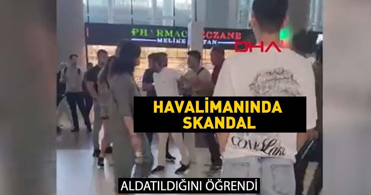 Havaalanında aldatıldığını gören adam sinir krizi geçirdi! POLİS ZOR AYIRDI!