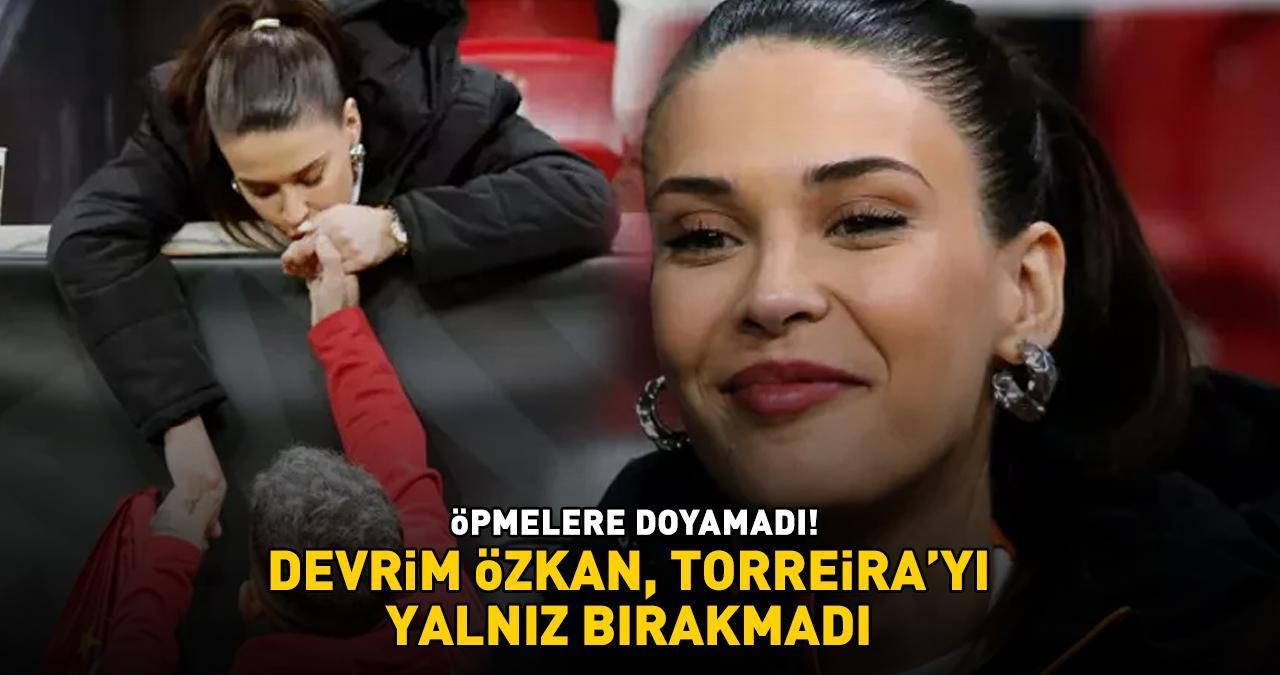 Devrim Özkan, sevgilisi Torreira'yı Galatasaray - Tottenham maçında yalnız bırakmadı! ÖPMELERE DOYAMADI