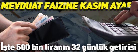 Kasım ayında 500 bin liranın aylık getirisi kaç para oldu