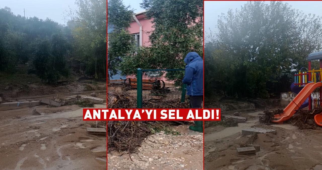 Turuncu kod verilmişti! Antalya'yı sel aldı: Okulun bahçe duvarı yıkıldı, 5 yıldızlı oteli su bastı!