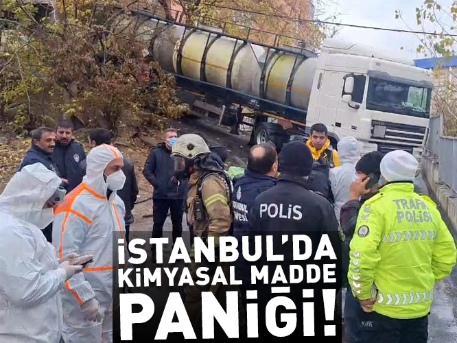 İstanbul'da tanker bariyerlere çarptı; yola kimyasal madde döküldü