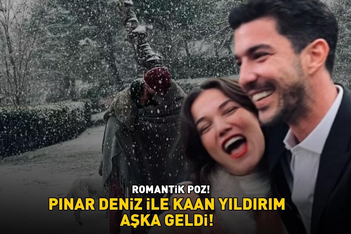 ROMANTİK POZ! Pınar Deniz ve Kaan Yıldırım kar altında aşka geldi