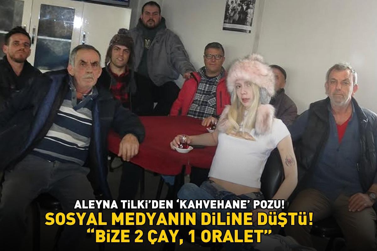 Aleyna Tilki pembe kürklü şapkasıyla kahvehaneye girdi, sosyal medyanın diline düştü: 'Bize 2 çay 1 oralet'