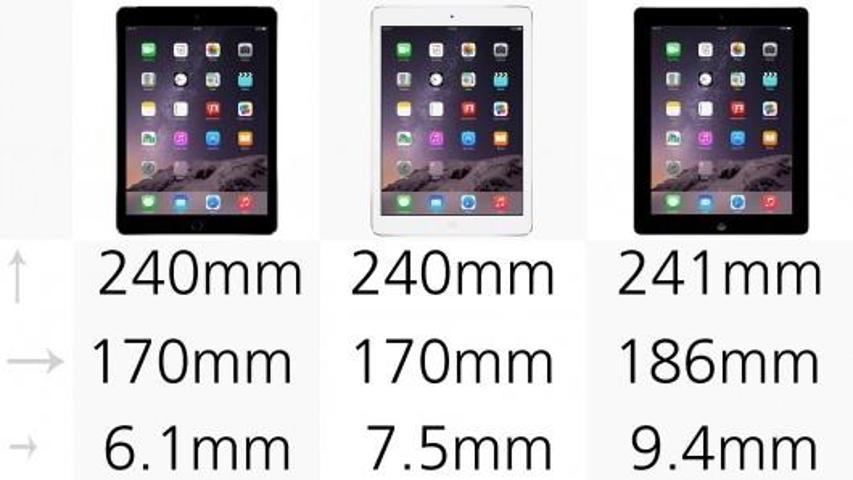 iPad Air 2nin önceki iPadlerle karşılaştırması