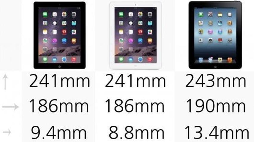 iPad Air 2nin önceki iPadlerle karşılaştırması