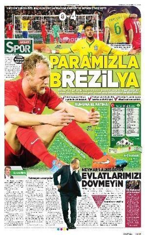 Türk basınından caps gibi Türkiye - Brezilya manşetleri