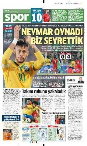 Türk basınından caps gibi Türkiye - Brezilya manşetleri
