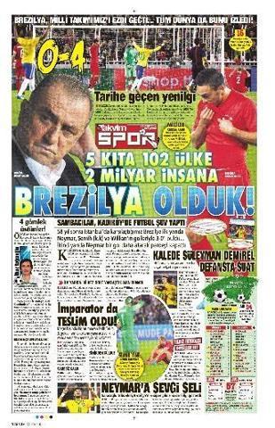 Türk basınından caps gibi Türkiye - Brezilya manşetleri