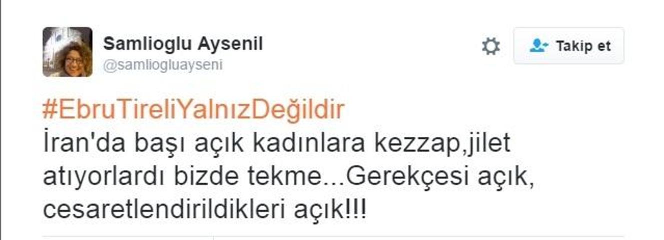 Sosyal medya kullanıcıları: Ebru Tireli yalnız değildir