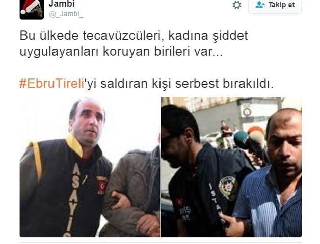 Sosyal medyada Ebru Tireliye saldıran zanlının serbest kalmasına tepki