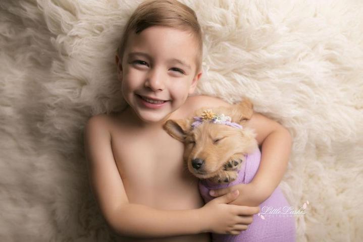 Fotoğrafçı aileye giden yavru köpek