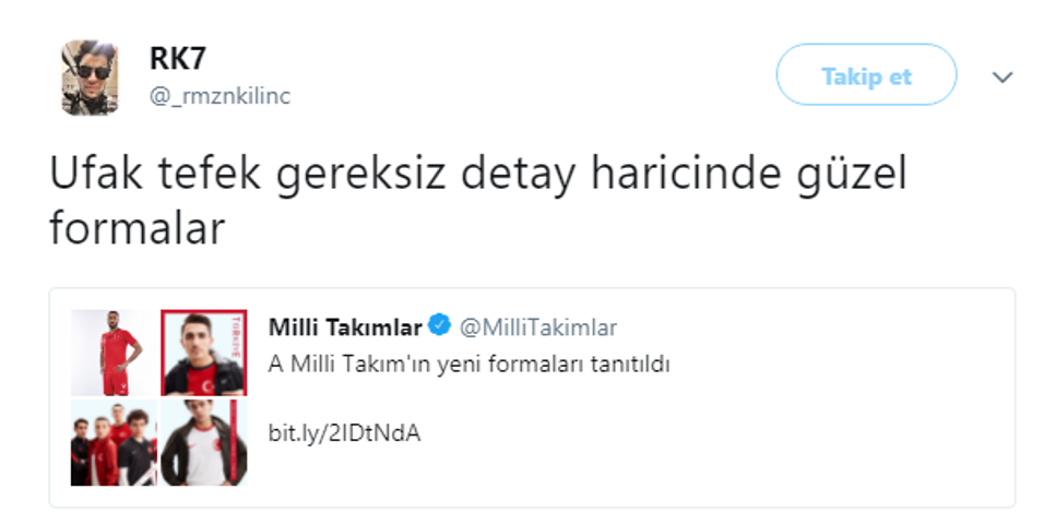 Milli takım formalarına tepkiler