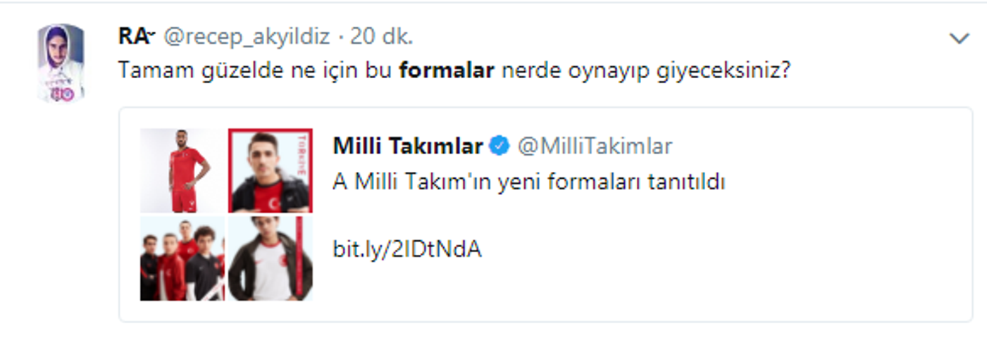 Milli takım formalarına tepkiler