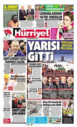 22 Mayıs 2018 - Gazetelerin birinci sayfaları