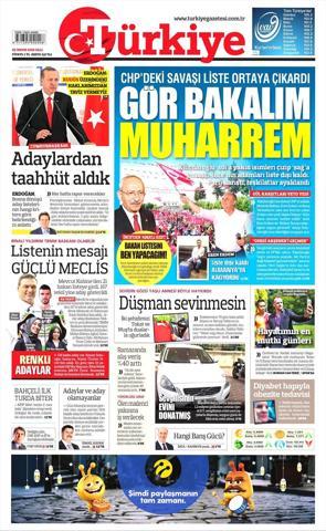22 Mayıs 2018 - Gazetelerin birinci sayfaları
