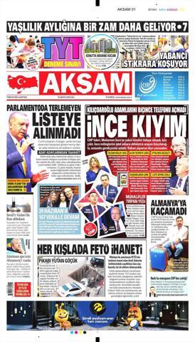22 Mayıs 2018 - Gazetelerin birinci sayfaları
