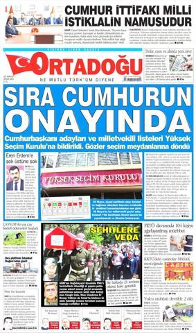 22 Mayıs 2018 - Gazetelerin birinci sayfaları