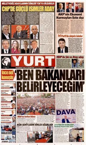 22 Mayıs 2018 - Gazetelerin birinci sayfaları