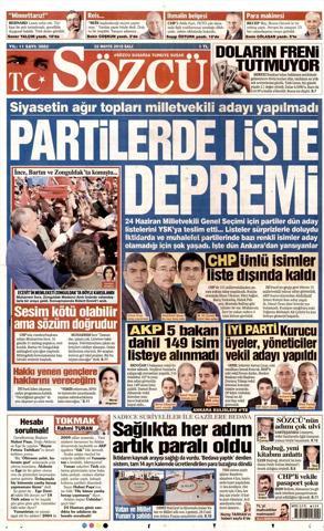 22 Mayıs 2018 - Gazetelerin birinci sayfaları