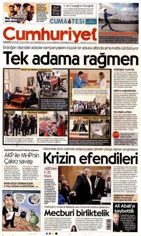 26 Mayıs 2018 - Gazetelerin birinci sayfaları