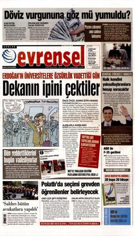 26 Mayıs 2018 - Gazetelerin birinci sayfaları
