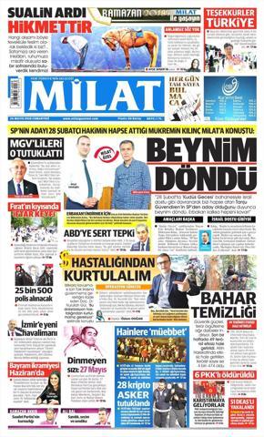 26 Mayıs 2018 - Gazetelerin birinci sayfaları