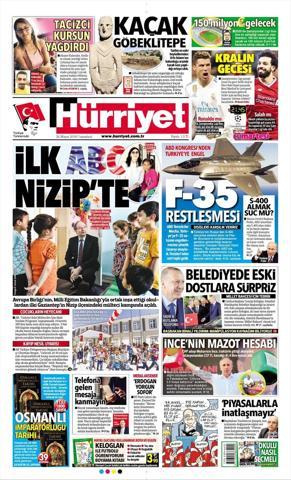26 Mayıs 2018 - Gazetelerin birinci sayfaları