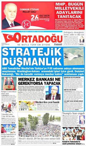 26 Mayıs 2018 - Gazetelerin birinci sayfaları