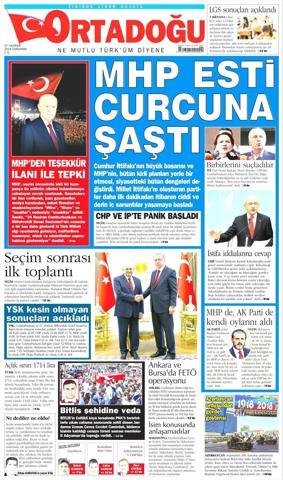 27 Haziran 2018 - Gazetelerin birinci sayfaları