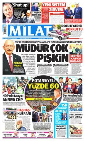 27 Haziran 2018 - Gazetelerin birinci sayfaları