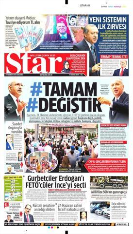 27 Haziran 2018 - Gazetelerin birinci sayfaları