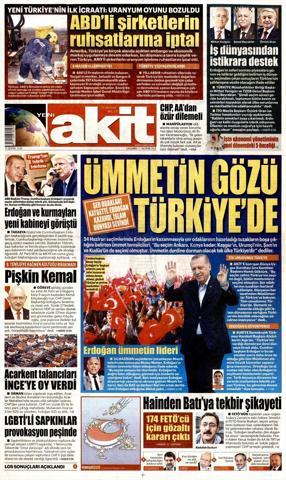 27 Haziran 2018 - Gazetelerin birinci sayfaları