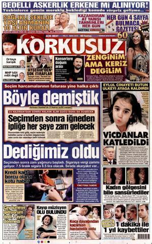 1 Temmuz 2018 - Gazetelerin birinci sayfaları
