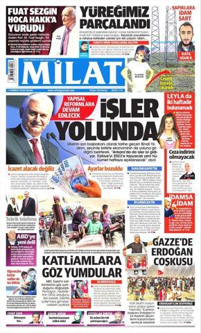 1 Temmuz 2018 - Gazetelerin birinci sayfaları