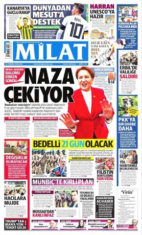 24 Temmuz 2018 - Gazetelerin birinci sayfaları