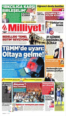 24 Temmuz 2018 - Gazetelerin birinci sayfaları