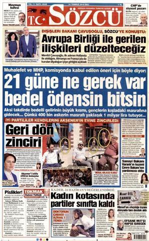 24 Temmuz 2018 - Gazetelerin birinci sayfaları