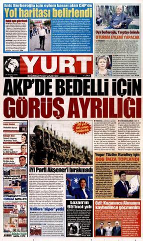 24 Temmuz 2018 - Gazetelerin birinci sayfaları