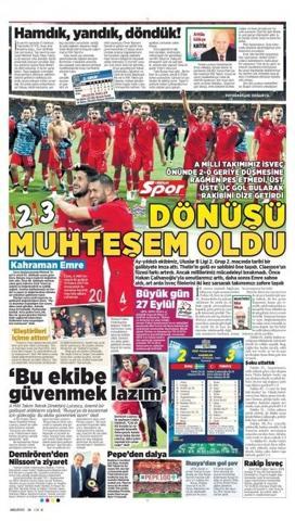 Milli Takım manşetlerde