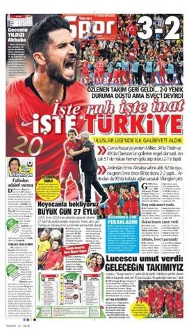 Milli Takım manşetlerde