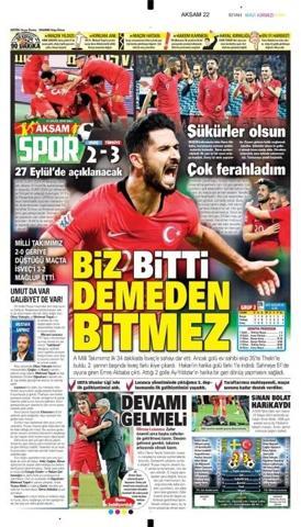 Milli Takım manşetlerde