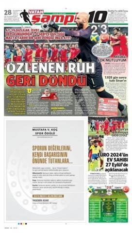 Milli Takım manşetlerde