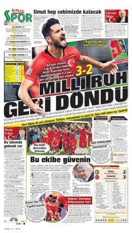 Milli Takım manşetlerde