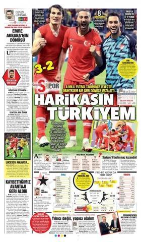Milli Takım manşetlerde